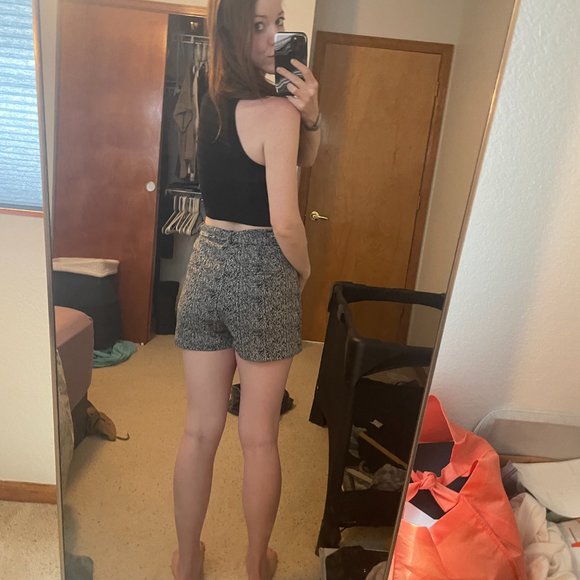 Express High Waisted Jacquard wrap skort in black and white - Picture 2 of 3